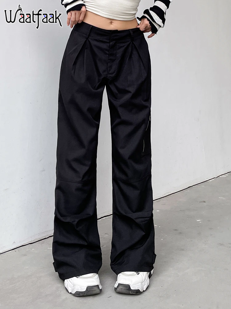 Waatfaak Black Oversize Parachute Trousers Streetwear Zipper Y2K Aesthetic Sweatpants Outwear Harajuku High Waist Autumn 2022
Waatfaak Black Oversize Parachute Trousers Streetwear Zipper Y2K Aesthetic Sweatpants Outwear Harajuku High Waist Autumn 2022