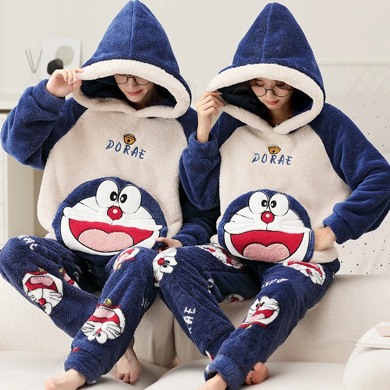 Winter Thicken Pyjamas Sleepwear Couples Pajamas Sets Women Men Cartoon Doraemon Korean Lovers Homewear Soft Warm Pijama Hoodies
Winter Thicken Pyjamas Sleepwear Couples Pajamas Sets Women Men Cartoon Doraemon Korean Lovers Homewear Soft Warm Pijama Hoodies