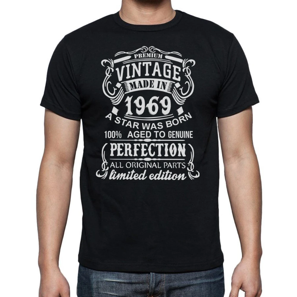 Made Vintage In 1969 T-Shirts Men Fashion T Shirts Short Sleeve 53 Years Old Birthday Gift Tshirt Cotton Tees Streetwear 
Made Vintage In 1969 T-Shirts Men Fashion T Shirts Short Sleeve 53 Years Old Birthday Gift Tshirt Cotton Tees Streetwear