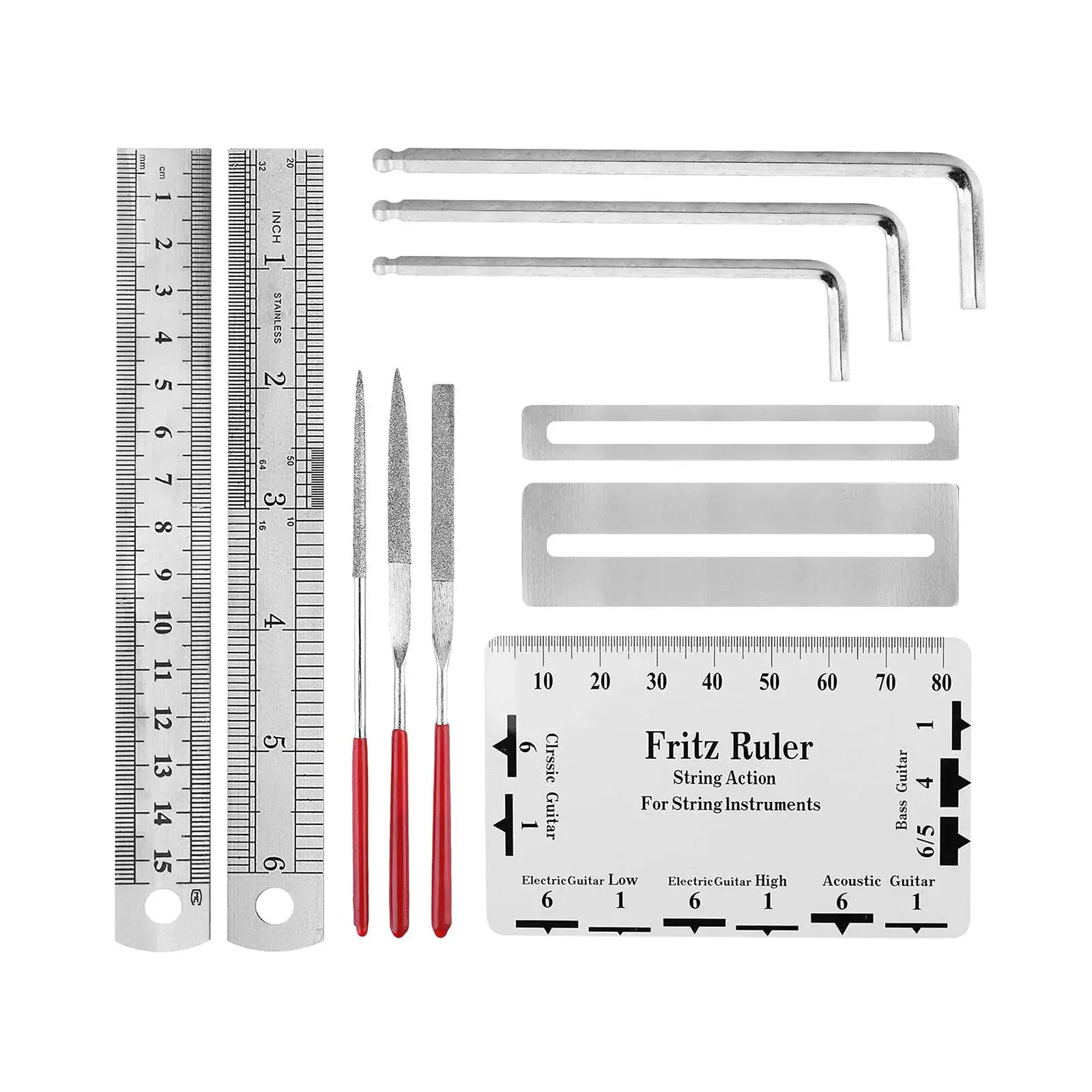 Guitar Tool Kits 20Pcs String Action Ruler Gauge Measuring Tool Hex Wrench Set Installation Tool for Banjo Professional Ukulele
Guitar Tool Kits 20Pcs String Action Ruler Gauge Measuring Tool Hex Wrench Set Installation Tool for Banjo Professional Ukulele