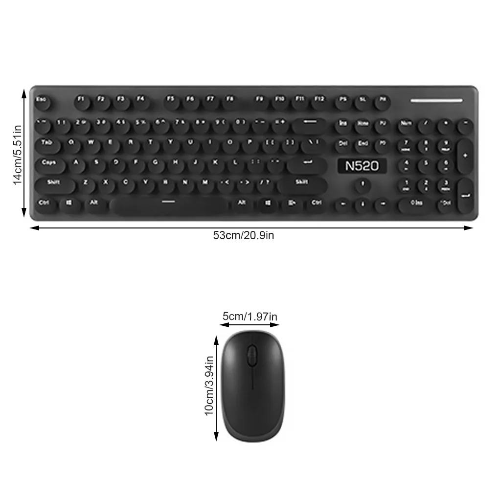 Keyboard Mouse Set 2 4Ghz Wireless Keyboard Mouse Kit with Retro Round Key Caps Office Supplies Black
Keyboard Mouse Set 2 4Ghz Wireless Keyboard Mouse Kit with Retro Round Key Caps Office Supplies Black