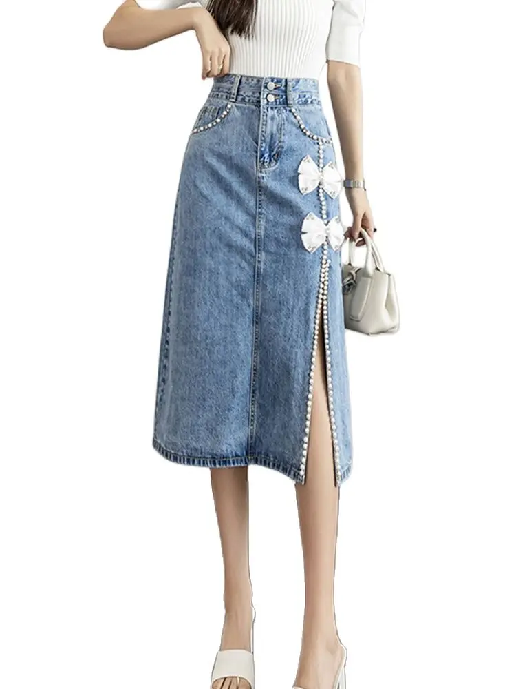 Casual Denim Skirt 2022 Summer New High-Waisted Slim Beaded Split A-Line Bag Hip Skirt Fashion Women'S Clothing
Casual Denim Skirt 2022 Summer New High-Waisted Slim Beaded Split A-Line Bag Hip Skirt Fashion Women'S Clothing