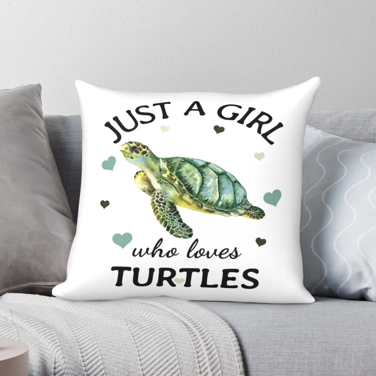 

Just A Girl Who Loves Turtles Gift Pillowcase Polyester Linen Velvet Printed Zip Decor Throw Pillow Case Car Cushion Cover