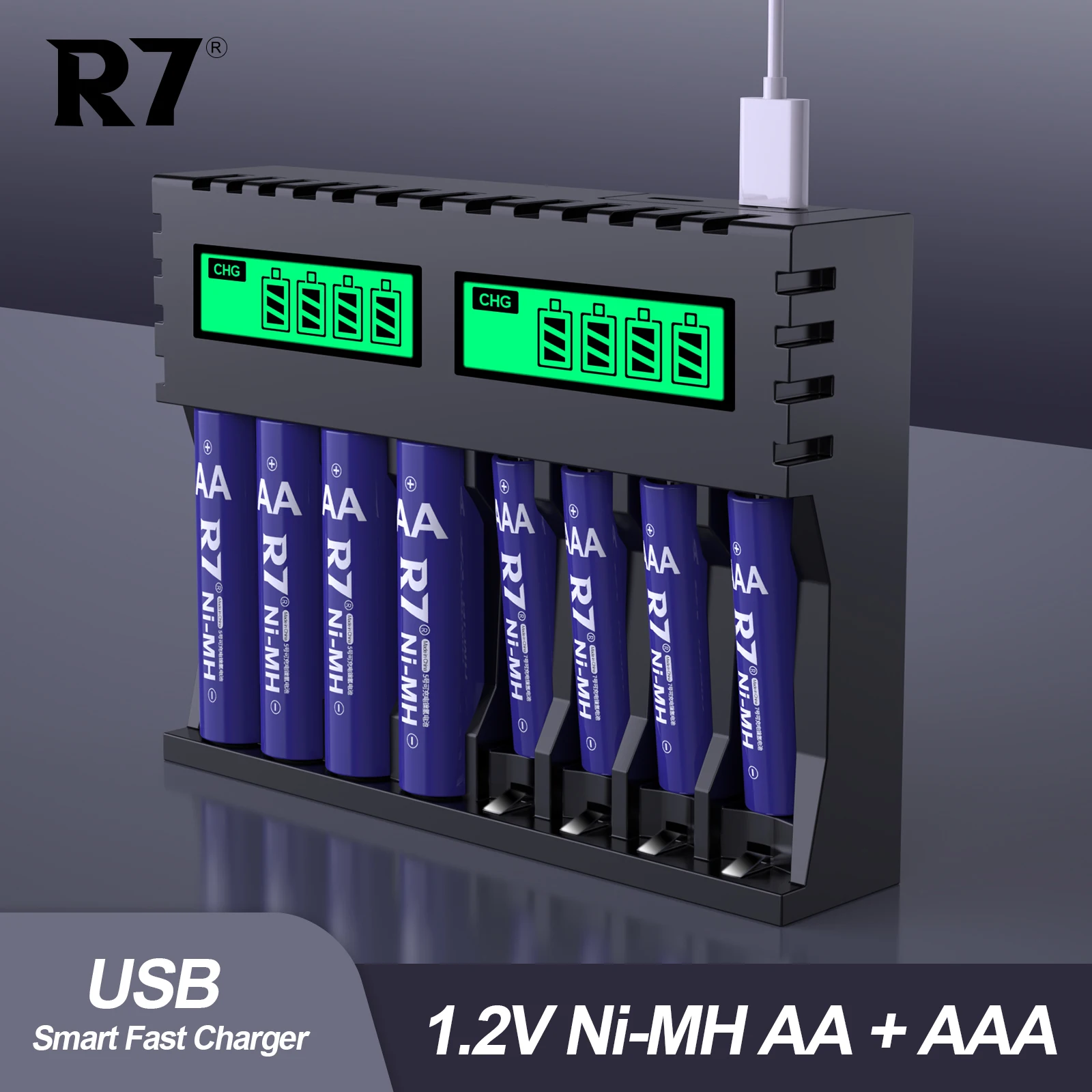R7 Brand 2000MAH AA Rechargebale Battery+AAA Battery 800MAH 1.2V NI-MH AAA/AA rechargeable batteries and AA /AAA battery charger
R7 Brand 2000MAH AA Rechargebale Battery+AAA Battery 800MAH 1.2V NI-MH AAA/AA rechargeable batteries and AA /AAA battery charger
