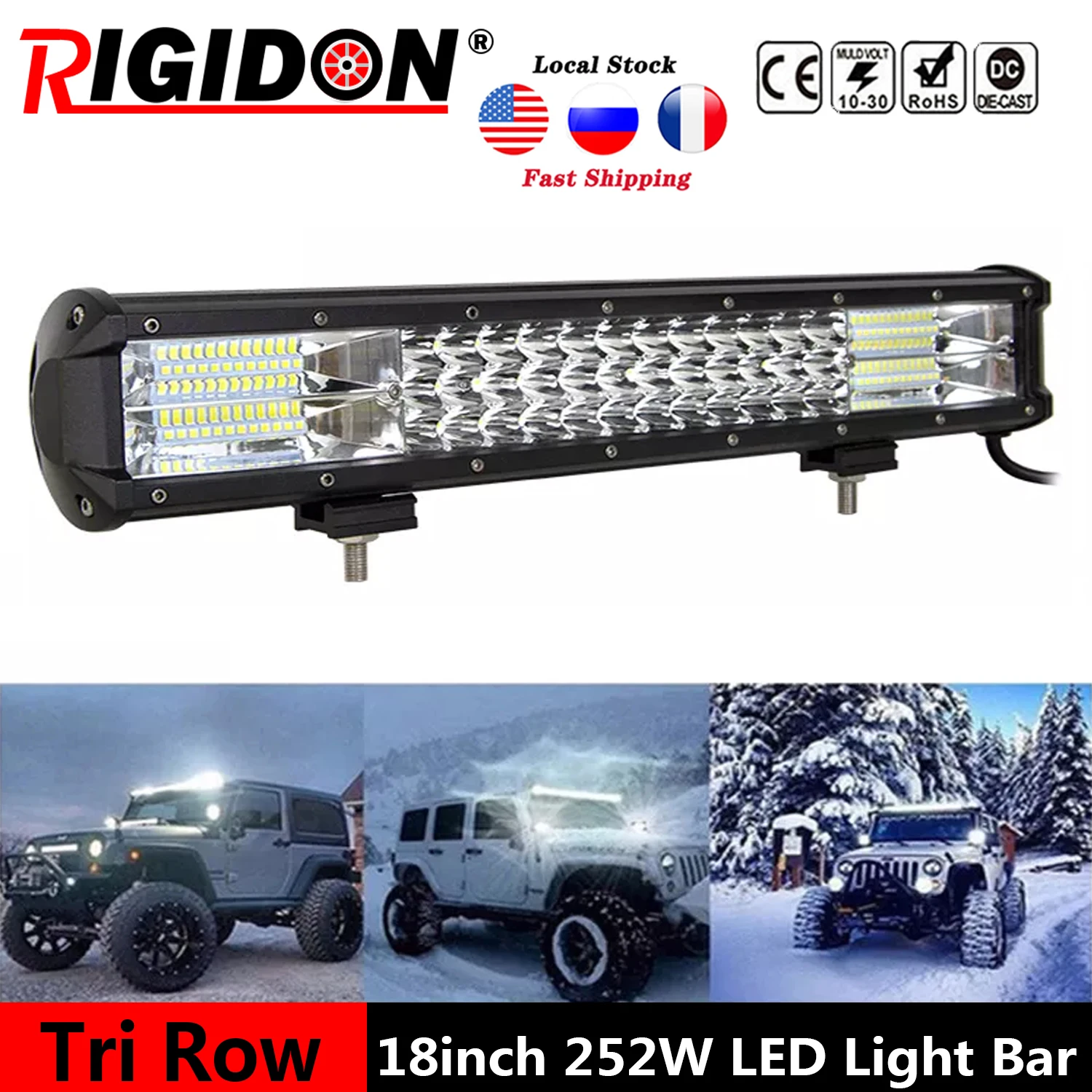 RIGIDON 3-Row 18inch 252W 7D LED Light Bar 12v 24v Spot Flood Combo Beam for Jeep Offroad 4WD SUV ATV Track Boat Lights Car Lamp
RIGIDON 3-Row 18inch 252W 7D LED Light Bar 12v 24v Spot Flood Combo Beam for Jeep Offroad 4WD SUV ATV Track Boat Lights Car Lamp