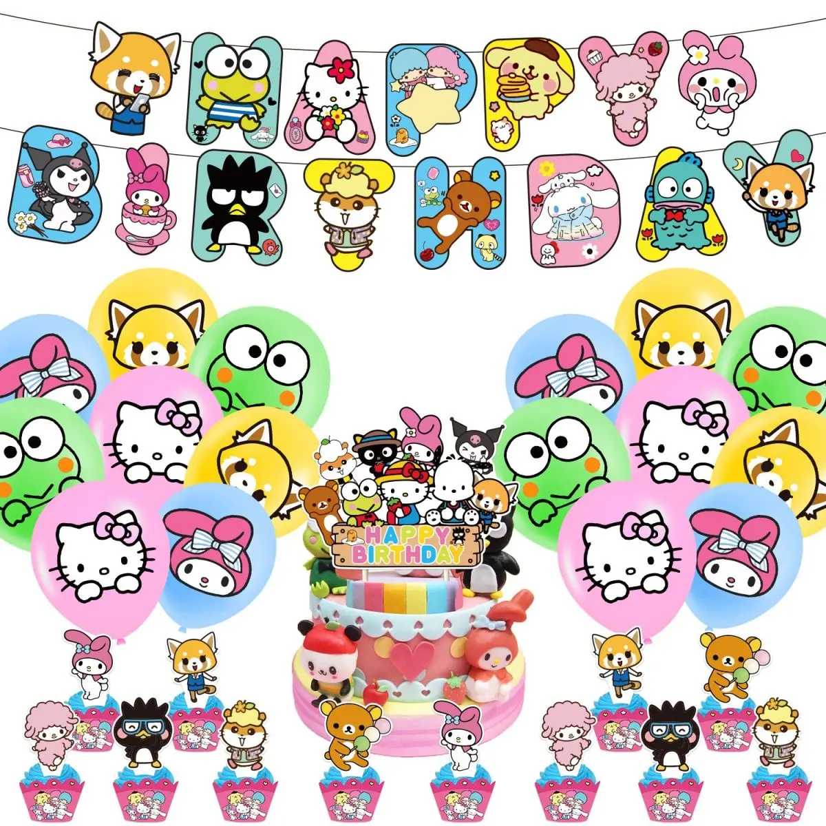 Sanrios Hellokitty Kuromi My Meody Kawaii Kids Birthday Party Decorations Anime Children Birthday Gifts Cartoon Flag Balloon Set
Sanrios Hellokitty Kuromi My Meody Kawaii Kids Birthday Party Decorations Anime Children Birthday Gifts Cartoon Flag Balloon Set