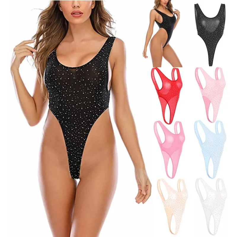 Women Rhinestone Shiny One Piece Teddies Bodysuits Mesh Sheer High Cut Teddy Singlet Erotic Jumpsuit Underwear Stage Clubwear
Women Rhinestone Shiny One Piece Teddies Bodysuits Mesh Sheer High Cut Teddy Singlet Erotic Jumpsuit Underwear Stage Clubwear