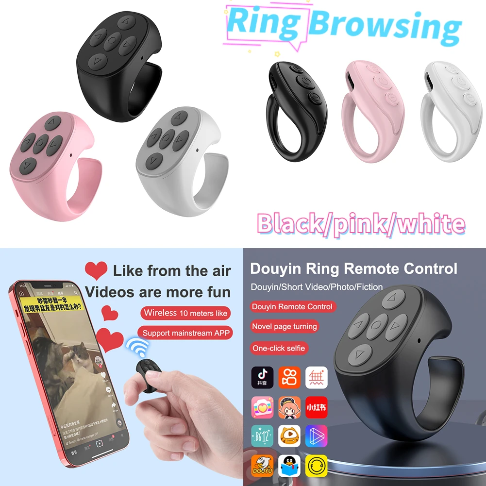 Ring Browsing Wireless Bluetooth-compatible Selfie Page Turner Controller Type-c Charging Fingertip Selfie Video Controller
Ring Browsing Wireless Bluetooth-compatible Selfie Page Turner Controller Type-c Charging Fingertip Selfie Video Controller