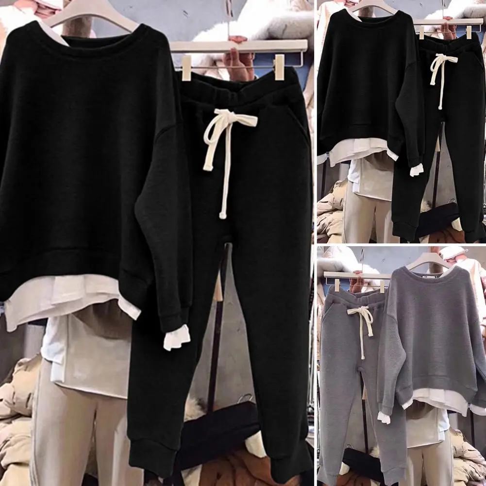 Модный женский двухслойный свободный свитер, спортивный костюм, новый дизайн, стильная одежда из двух предметов, Свитшот и брюки, комплекты
Модный женский двухслойный свободный свитер, спортивный костюм, новый дизайн, стильная одежда из двух предметов, Свитшот и брюки, комплекты