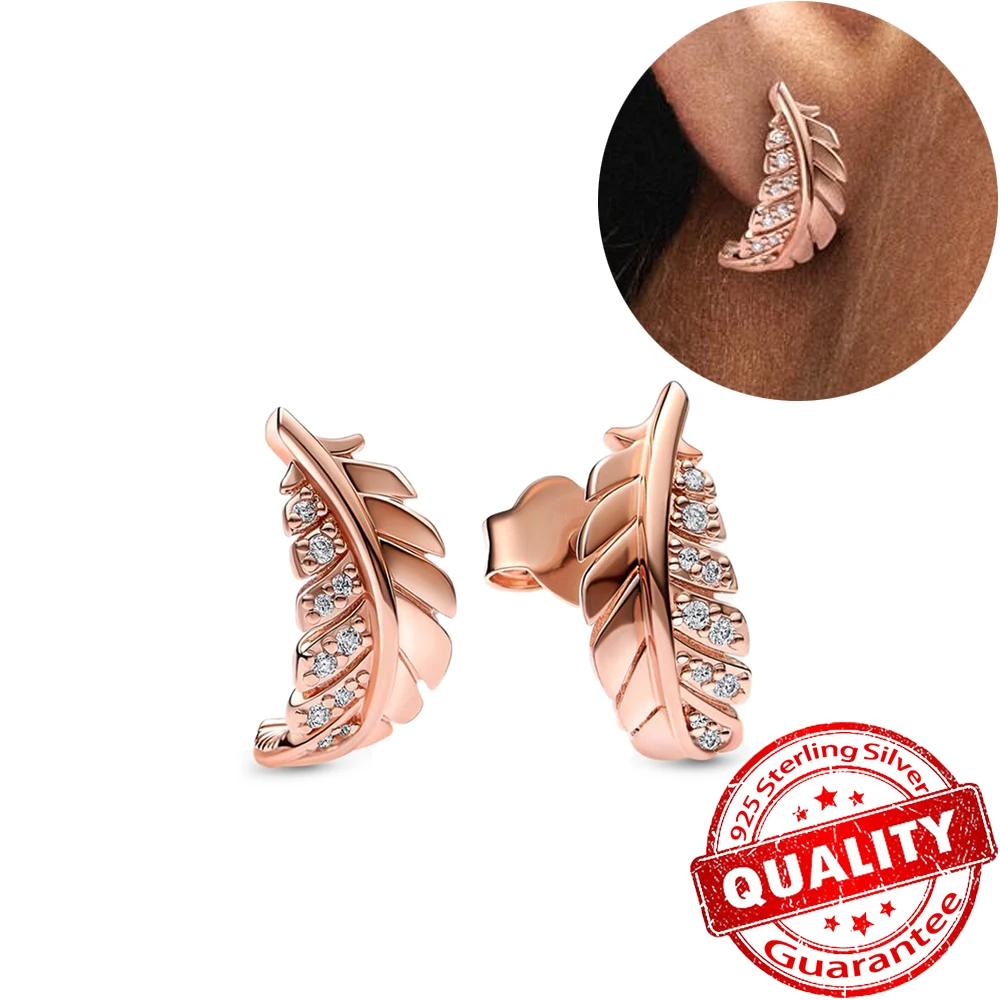 New 925 Sterling Silver Floating Curved Feather Stud Earrings Rose Gold Earrings Women Cute and Exquisite Jewelry
New 925 Sterling Silver Floating Curved Feather Stud Earrings Rose Gold Earrings Women Cute and Exquisite Jewelry