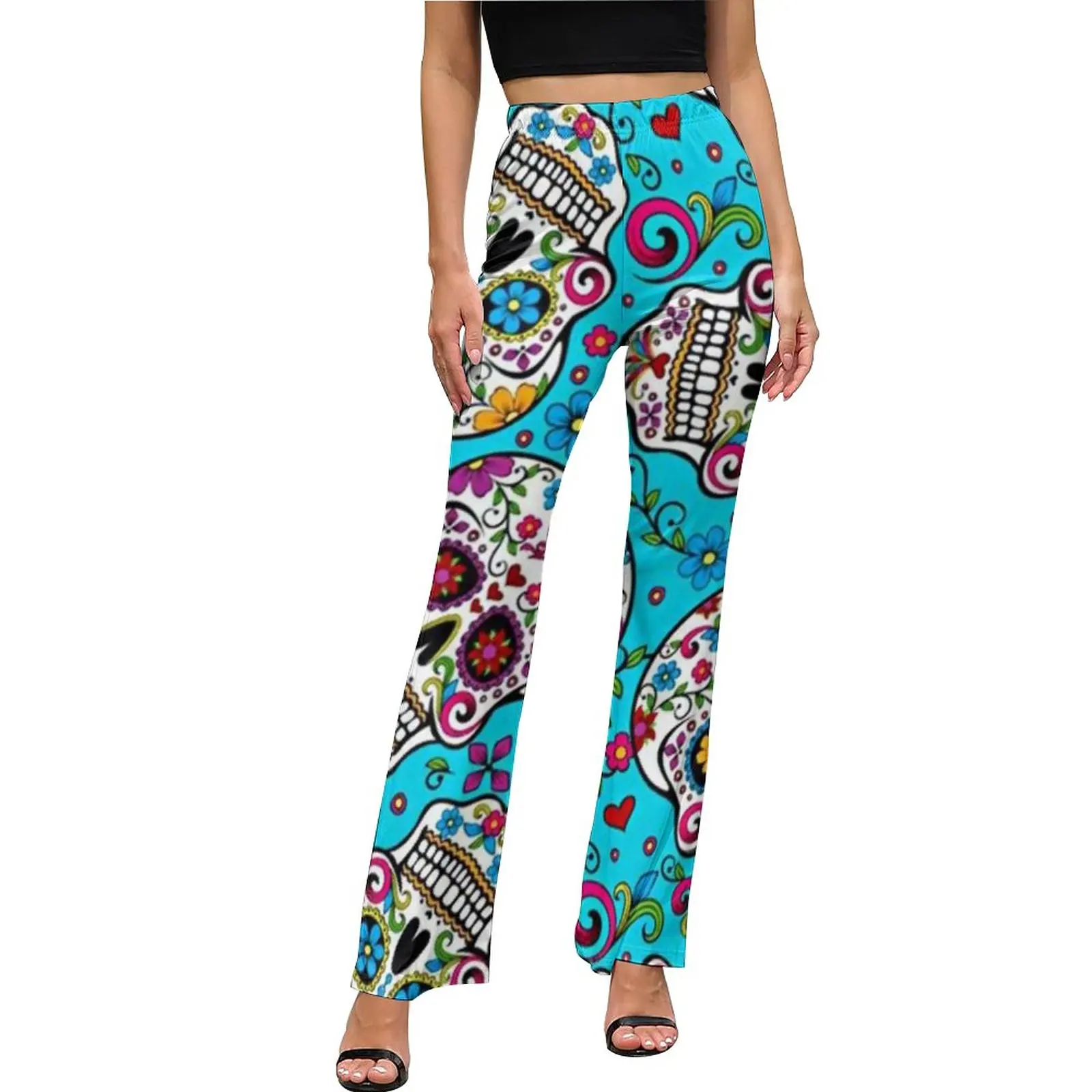 Sugar Skull Print Pants Flowers Skulls Print High Waisted Elegant Flare Trousers Summer Pattern Street Wear Pants Birthday Gift
Sugar Skull Print Pants Flowers Skulls Print High Waisted Elegant Flare Trousers Summer Pattern Street Wear Pants Birthday Gift