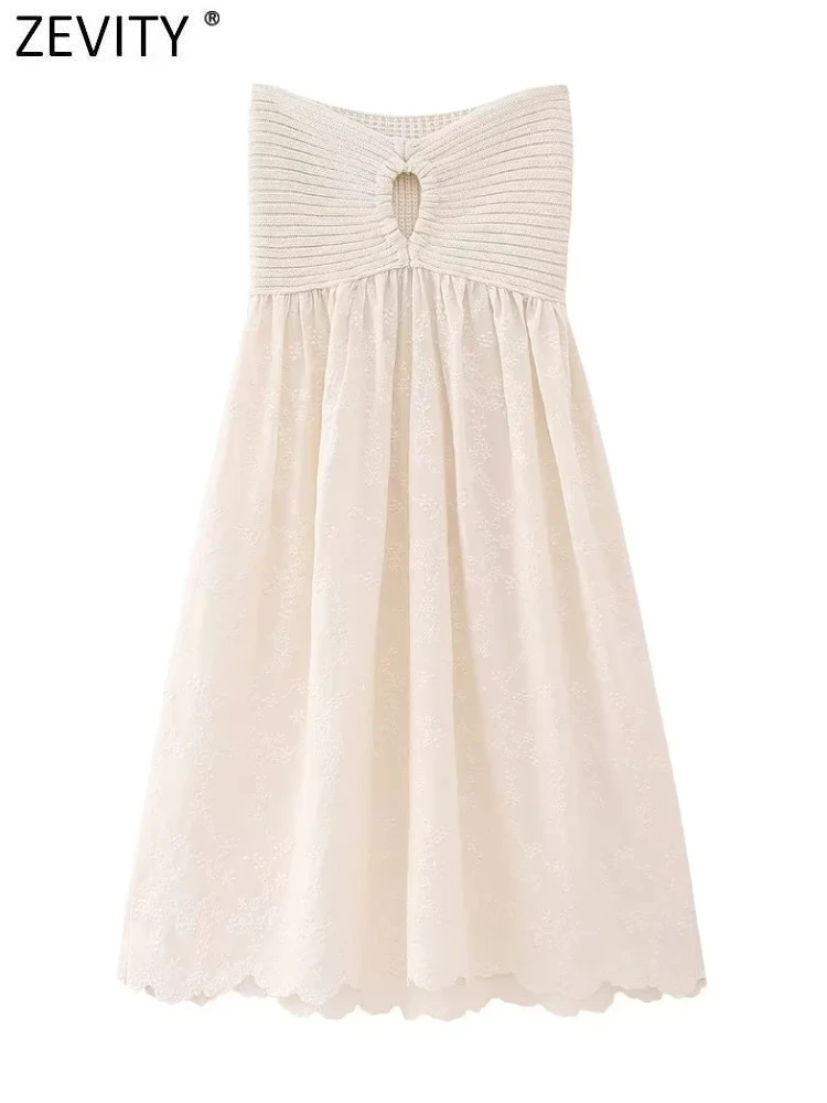 Zevity Women Fashion Strapless Hem Hollow Out Embroidery Patchwork Knitting Slim Dress Female Chic Dresses Vestidos Mujer DS4661
Zevity Women Fashion Strapless Hem Hollow Out Embroidery Patchwork Knitting Slim Dress Female Chic Dresses Vestidos Mujer DS4661