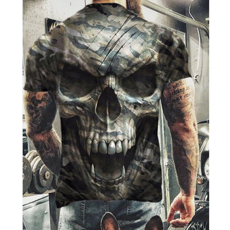 Summer Horrible 3D Skull Printed T-shirt for Men Wild Oversized Casual Short Sleeve Clothes Loose Hip Hop Top Vintage O-Neck Tee 
Summer Horrible 3D Skull Printed T-shirt for Men Wild Oversized Casual Short Sleeve Clothes Loose Hip Hop Top Vintage O-Neck Tee