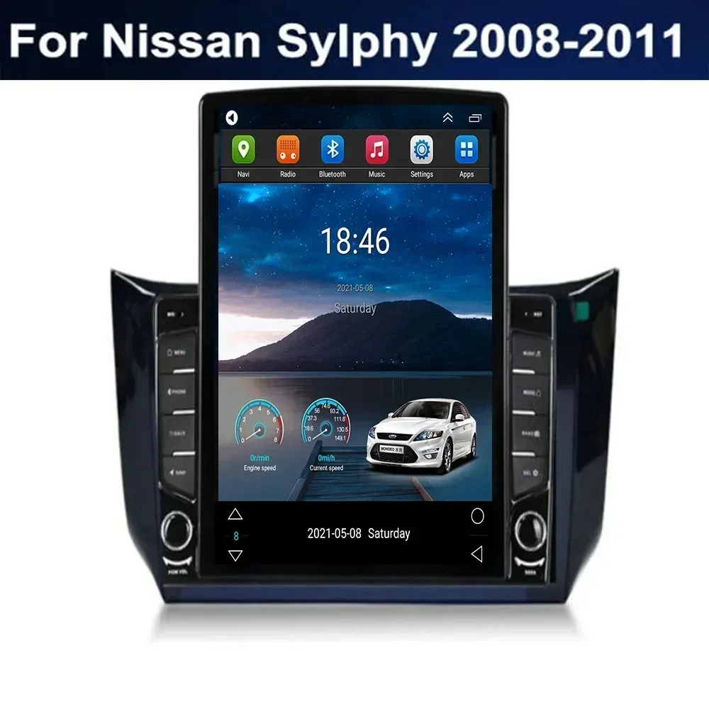 Для Tesla Style 2 Din Android 13 Автомобильный радиоприемник для Nissan Sylphy 2008-10 2011