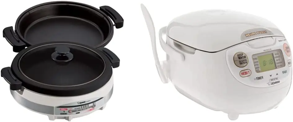 

EP-RAC50 Gourmet d'Expert 1350-Watt Electric Skillet & Japan Neuro Fuzzy Rice Cooker, 5.5-Cup, Premium White