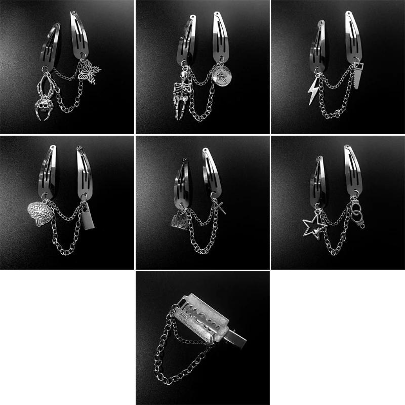 Металлические зажимы для волос с цепочкой, винтажные подвески, хип-хоп, готический головной убор, нескользящая шпилька для волос в стиле ретро, аксессуары для головных уборов «сделай сам» 
Металлические зажимы для волос с цепочкой, винтажные подвески, хип-хоп, готический головной убор, нескользящая шпилька для волос в стиле ретро, аксессуары для головных уборов «сделай сам»