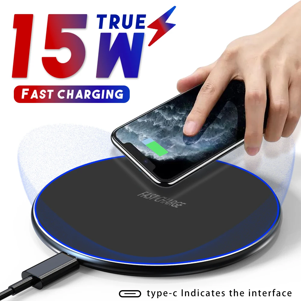 

15W Wireless Charger Pad for Samsung Xiaomi iPhone 14 13 12 11 Pro Max X Phone Qi Chargers Induction Fast Charging Dock Station
