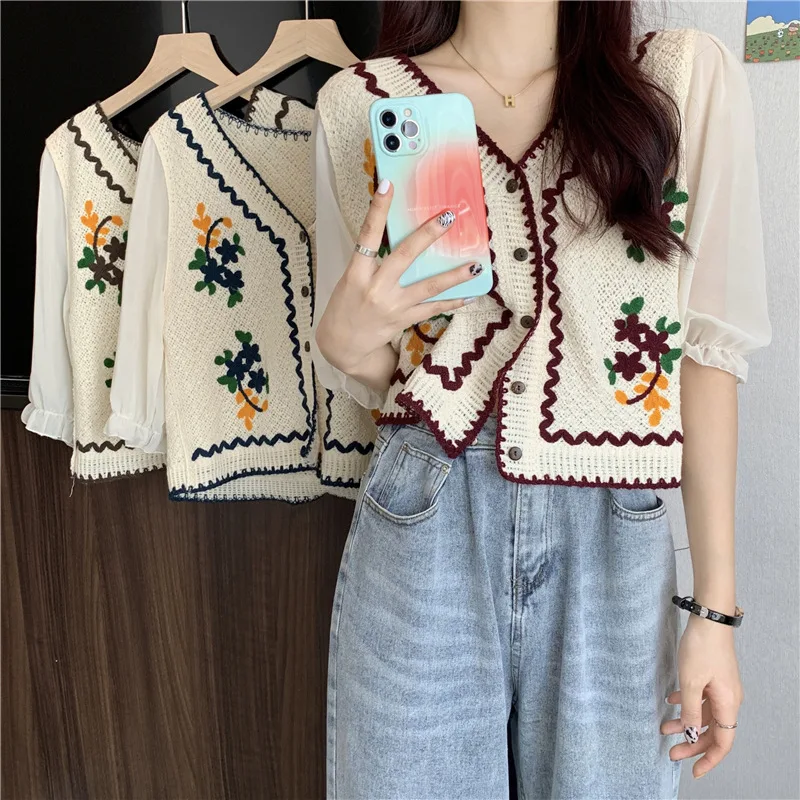 Summer Women Cardigan Knitted Sweater Jacket Pocket Embroidery Fashion Knit Cardigans Coat Lady Loose Sweaters
Summer Women Cardigan Knitted Sweater Jacket Pocket Embroidery Fashion Knit Cardigans Coat Lady Loose Sweaters