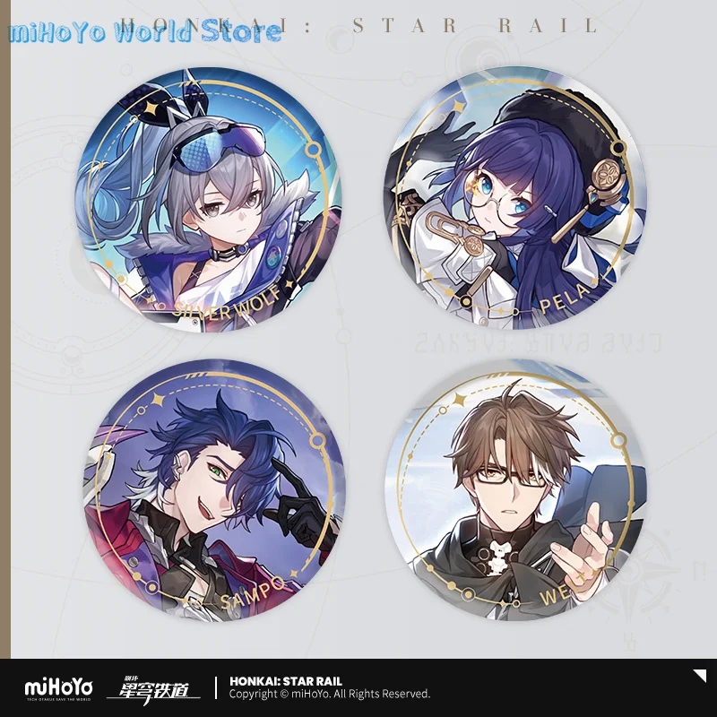 

Welt Yang Official Genuine Honkai Star Rail Sampo Koski Badge Characters Anime Series Metal Emblem Badge Silver Wolf Gifts