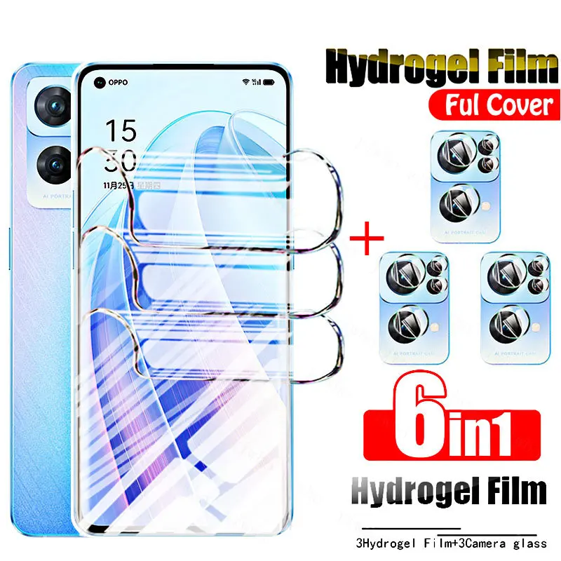 

6in1 Curved Hydrogel Film for Oppo Reno7 Pro Screen Protectors Reno 7 SE Lite 7Pro 7SE 5G Phone Protective Camera Lens Not Glass