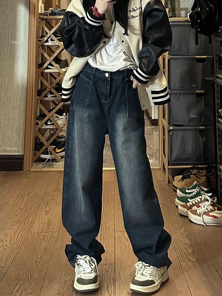 HOUZHOU Vintage Blue Jeans Women Baggy Straight Denim Trousers Korean Streetwear Y2k Casual Harajuku Retro Female Wide Jeans
HOUZHOU Vintage Blue Jeans Women Baggy Straight Denim Trousers Korean Streetwear Y2k Casual Harajuku Retro Female Wide Jeans