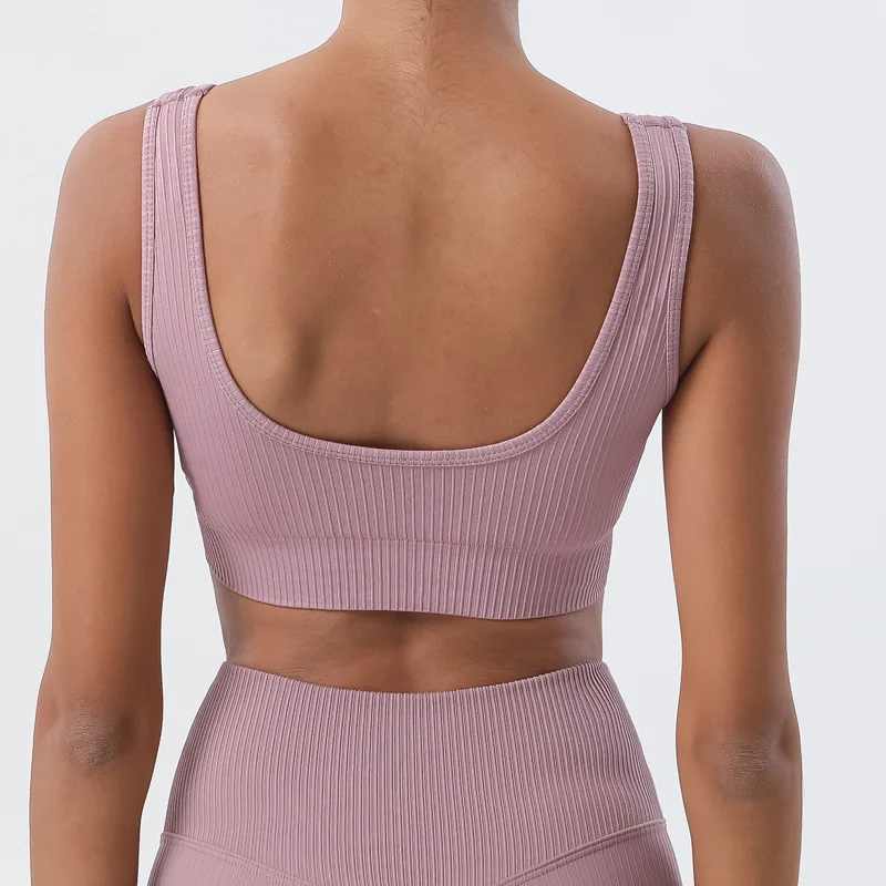 Top Women Rib Yoga Sports Bra Gym Shockproof U-shaped Solid Color Fitness Sports Underwear Soft Gathered Naked Feeling Seamless
Top Women Rib Yoga Sports Bra Gym Shockproof U-shaped Solid Color Fitness Sports Underwear Soft Gathered Naked Feeling Seamless