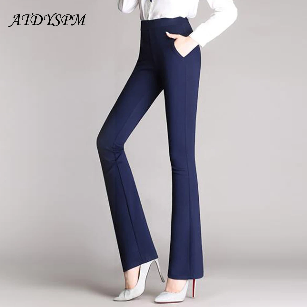

Plus Size Flare Pants For Women Elegant High Waist Long Trousers Womens Elegant Office Lady Straight Pants Pantalons Mujer