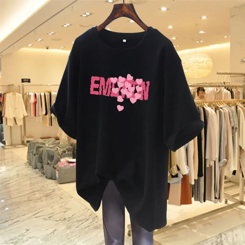 Summer 100 Cotton Short Sleeve Basic T-shirt Women Clothing Pullovers Printed All-match Oversized Tops M-6XL XXJ-15
Summer 100 Cotton Short Sleeve Basic T-shirt Women Clothing Pullovers Printed All-match Oversized Tops M-6XL XXJ-15
