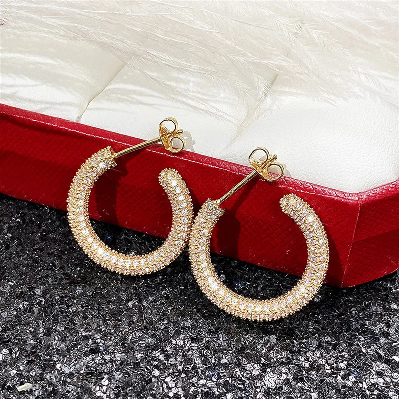 Full Cubic Zirconia Hoop Earrings for Women Bling Bling Gold Color Circle Earrings Engagement Wedding Trendy Jewelry 2021
Full Cubic Zirconia Hoop Earrings for Women Bling Bling Gold Color Circle Earrings Engagement Wedding Trendy Jewelry 2021