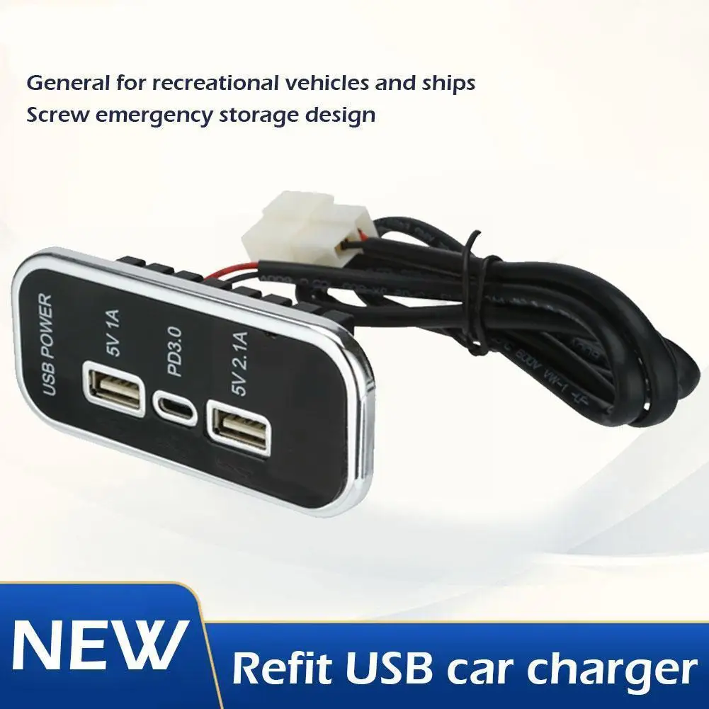 

DC 12V-24V Motorcycle Charger Car RV Boat Car Charger 2USB Car Modification 2.1A+1A PD3.0+ Charger Socket T0F5