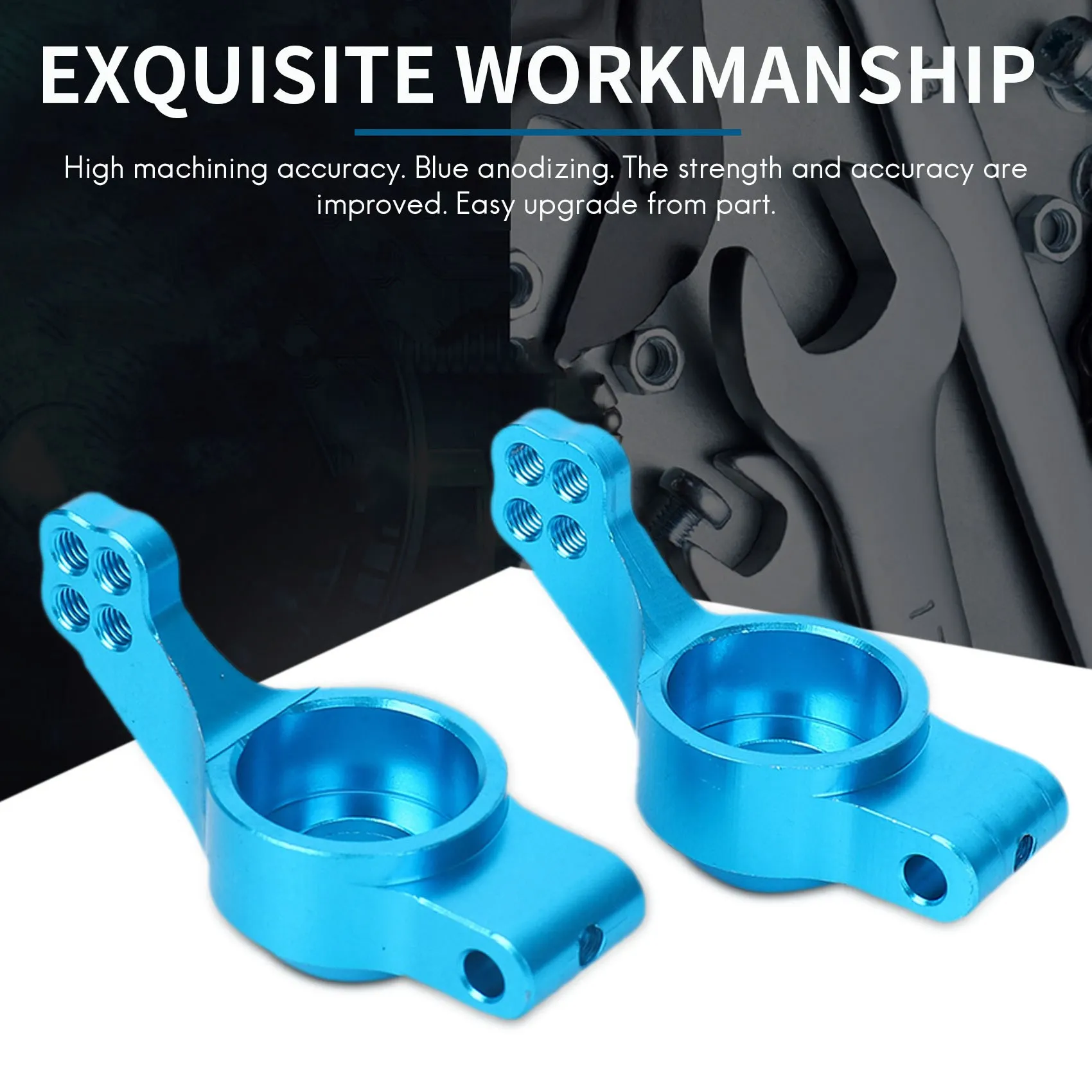 

Aluminum Alloy Steering Knuckle Hub Carrier Servo Saver Upgrade Parts for RC HSP 1/10 Redcat Volcano EPX Blue