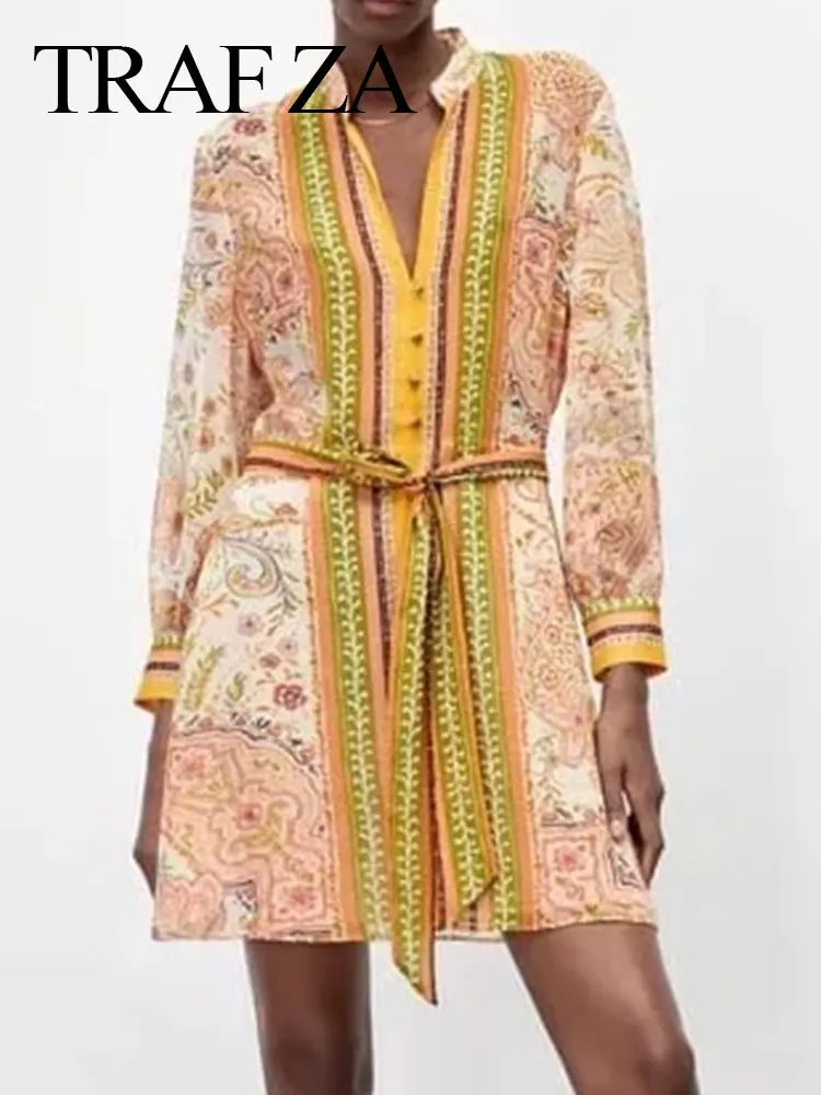 TRAF ZA Elegant Shirt Women Dress Long Sleeve Printed Casual Floral Vintage Belt Bow High Quality Single Breasted + Series Shirt
TRAF ZA Elegant Shirt Women Dress Long Sleeve Printed Casual Floral Vintage Belt Bow High Quality Single Breasted + Series Shirt