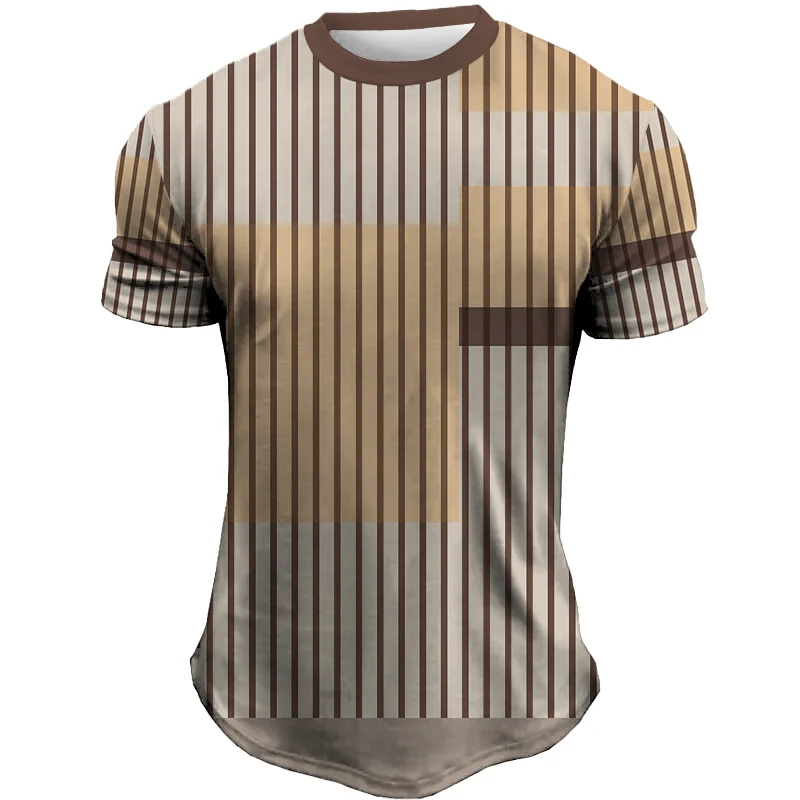 

Винтажная футболка, Мужская футболка с 3D принтом, полосатая футболка с коротким рукавом, летняя мужская повседневная винтажная Классическая рубашка, верх из искусственной кожи