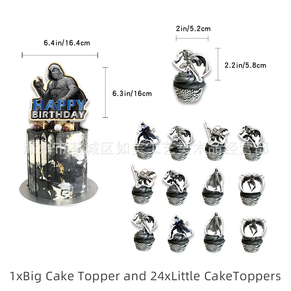 Moon Knight Theme 1PCS Cake Topper and 12PCS Cupcake Toppers Party Decoration Sets Kids Birthday Anime Figures Supplies Gifts 
Moon Knight Theme 1PCS Cake Topper and 12PCS Cupcake Toppers Party Decoration Sets Kids Birthday Anime Figures Supplies Gifts