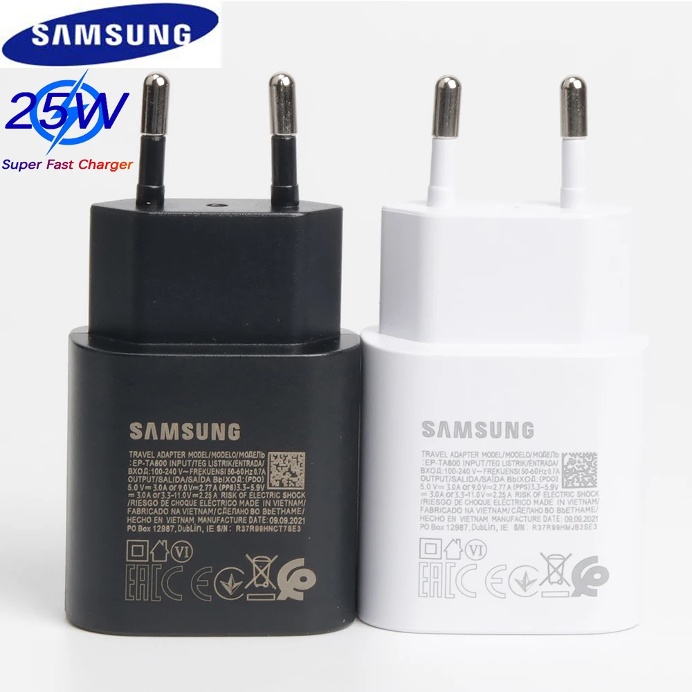 Original Samsung 25W Charger Galaxy S22 S21 Note 20 5G Super Fast Charge Cargador Carregador Usb Pd Type C For A52 A72 Chargeur
Original Samsung 25W Charger Galaxy S22 S21 Note 20 5G Super Fast Charge Cargador Carregador Usb Pd Type C For A52 A72 Chargeur