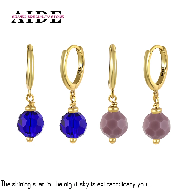 Женские серьги-кольца из серебра 925 пробы, с цветным стеклом 
Женские серьги-кольца из серебра 925 пробы, с цветным стеклом