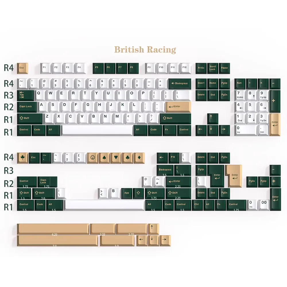 Клавиши GMK Brirish Racing 173 key ABS двухцветные формованные клавиши cherry height