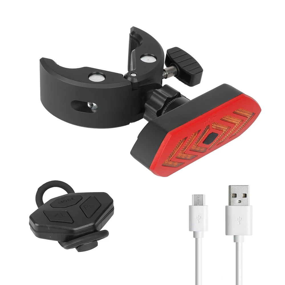 Intelligent LED Turn Signal Taillight USB Rechargeable Rear Light w/ Remote Waterproof Cycling Warning Lamp for Electric Scooter
Intelligent LED Turn Signal Taillight USB Rechargeable Rear Light w/ Remote Waterproof Cycling Warning Lamp for Electric Scooter