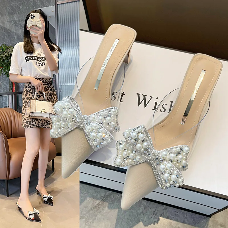 New Summer Slippers For Women Pumps Shoes 2022 Pointed-toe Woman Slides 5cm Heel Fashion Bow Blingbling Womans Party High Heels
New Summer Slippers For Women Pumps Shoes 2022 Pointed-toe Woman Slides 5cm Heel Fashion Bow Blingbling Womans Party High Heels