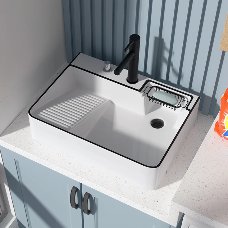 Table Basin Side Drainage Platform Laundry Basin with Washboard Side Drainage Inter-Platform Basin Ceramic Balcony Wash Basin
Table Basin Side Drainage Platform Laundry Basin with Washboard Side Drainage Inter-Platform Basin Ceramic Balcony Wash Basin