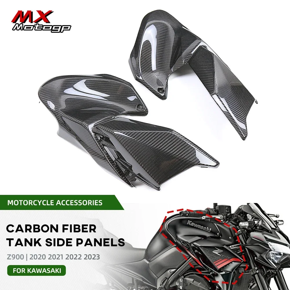 

For KAWASAKI Z900 2020 2021 2022 2023 Motorcycle Accessories Full Carbon Fiber Fuel Tank Side Panels Cover Fairing Cowl Z-900