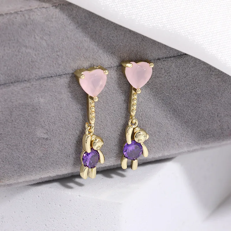 Женские серьги-гвоздики с кисточками, серьги с фиолетовым медведем и кристаллами
Женские серьги-гвоздики с кисточками, серьги с фиолетовым медведем и кристаллами