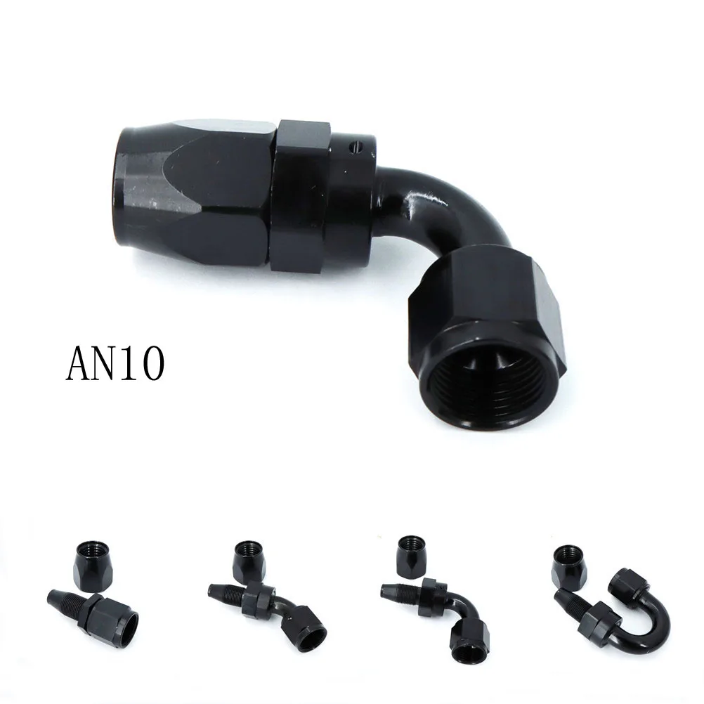 

Aluminium AN Fittings Adapter Oil Fuel Reusable Fitting Hose End 0/45/90/180 Degree AN10 Fuel/Swivel Hose