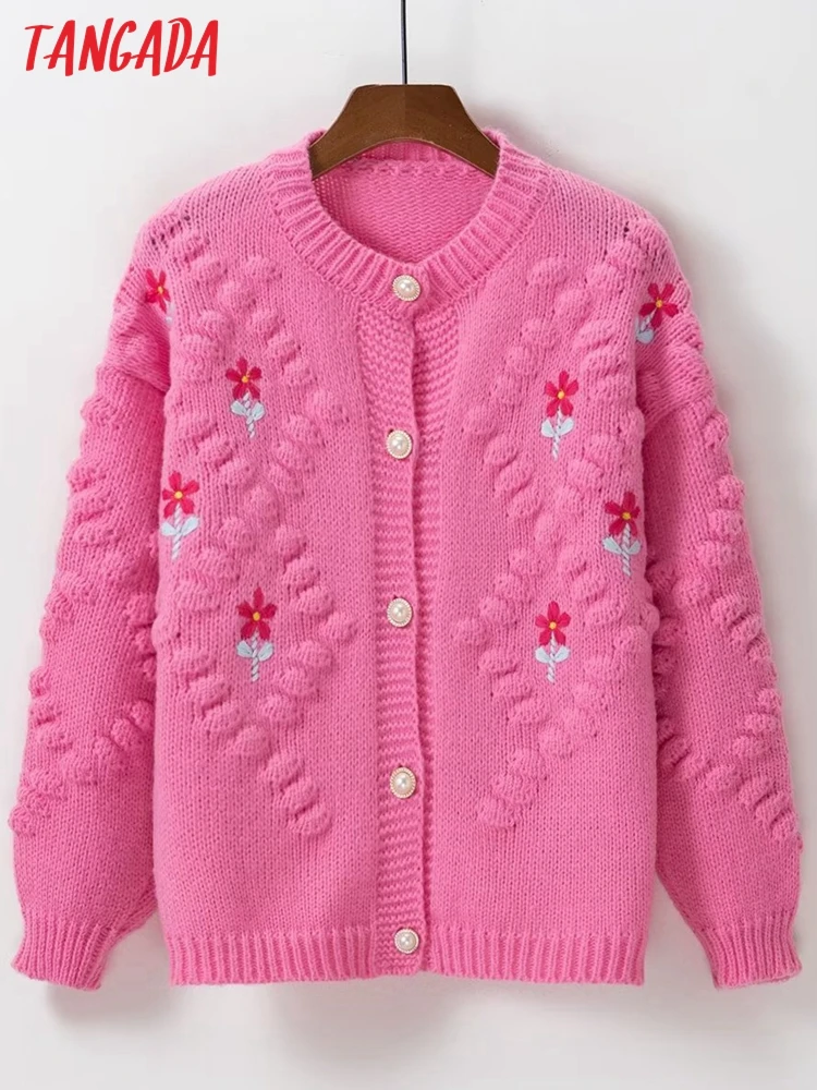 Пуговицы Tangada женские с вышивкой, свободные для кардигана, винтажный джемпер 2022, Женский вязаный кардиган 7A16 
Пуговицы Tangada женские с вышивкой, свободные для кардигана, винтажный джемпер 2022, Женский вязаный кардиган 7A16