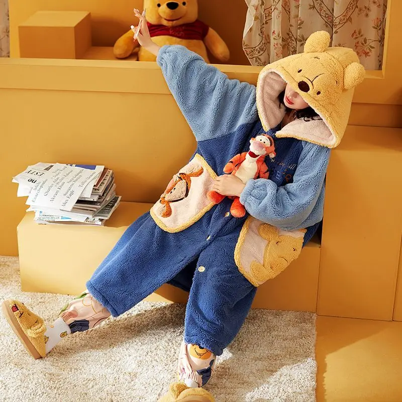 Kawaii Disney Robes Cartoon Pooh Bear Pajamas Winter Flannel Thick Warm Cute Pajamas for Women Casual Home Clothes
Kawaii Disney Robes Cartoon Pooh Bear Pajamas Winter Flannel Thick Warm Cute Pajamas for Women Casual Home Clothes
