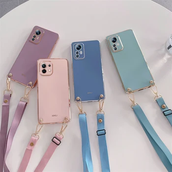 Xiomi Mi12 T Mi11 I Crossbody Lanyard Case For Xiaomi Mi 11 Lite 5g Ne 12 12t 11t 10t Pro 11i 10 12X Cord Plating Cover 11lite