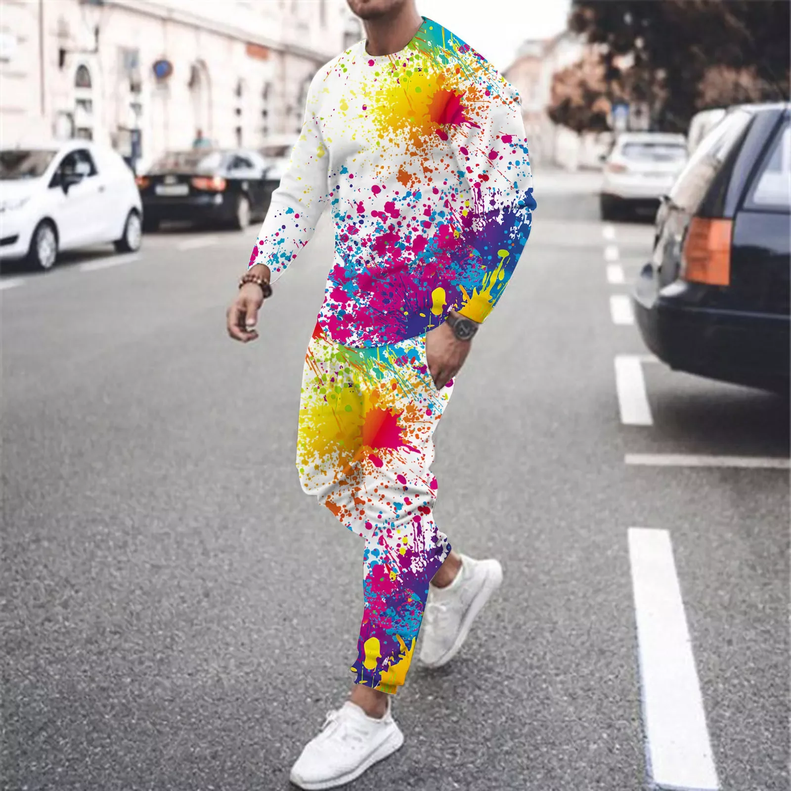 Мужская Осенняя блузка с круглым вырезом и длинными брюками 
Мужская Осенняя блузка с круглым вырезом и длинными брюками