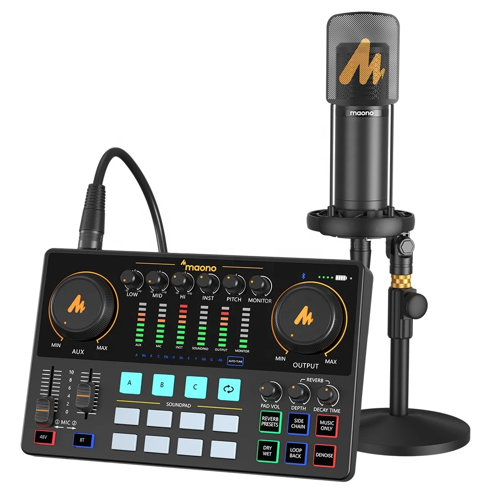 MAONO Professional Audio Interface Podcast Mixer Voice Changer Studio Sound Card XLR Gaming Microphones DJ External Sound Cards
MAONO Professional Audio Interface Podcast Mixer Voice Changer Studio Sound Card XLR Gaming Microphones DJ External Sound Cards