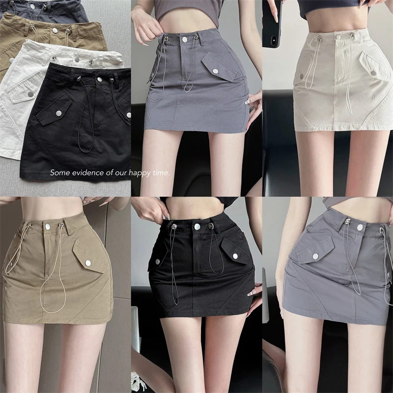Vintage High Waist Mini Skirt Women Korean Fashion Pocket Cargo Skirt Woman Y2k Drawsting H Line Skirt Shorts
Vintage High Waist Mini Skirt Women Korean Fashion Pocket Cargo Skirt Woman Y2k Drawsting H Line Skirt Shorts
