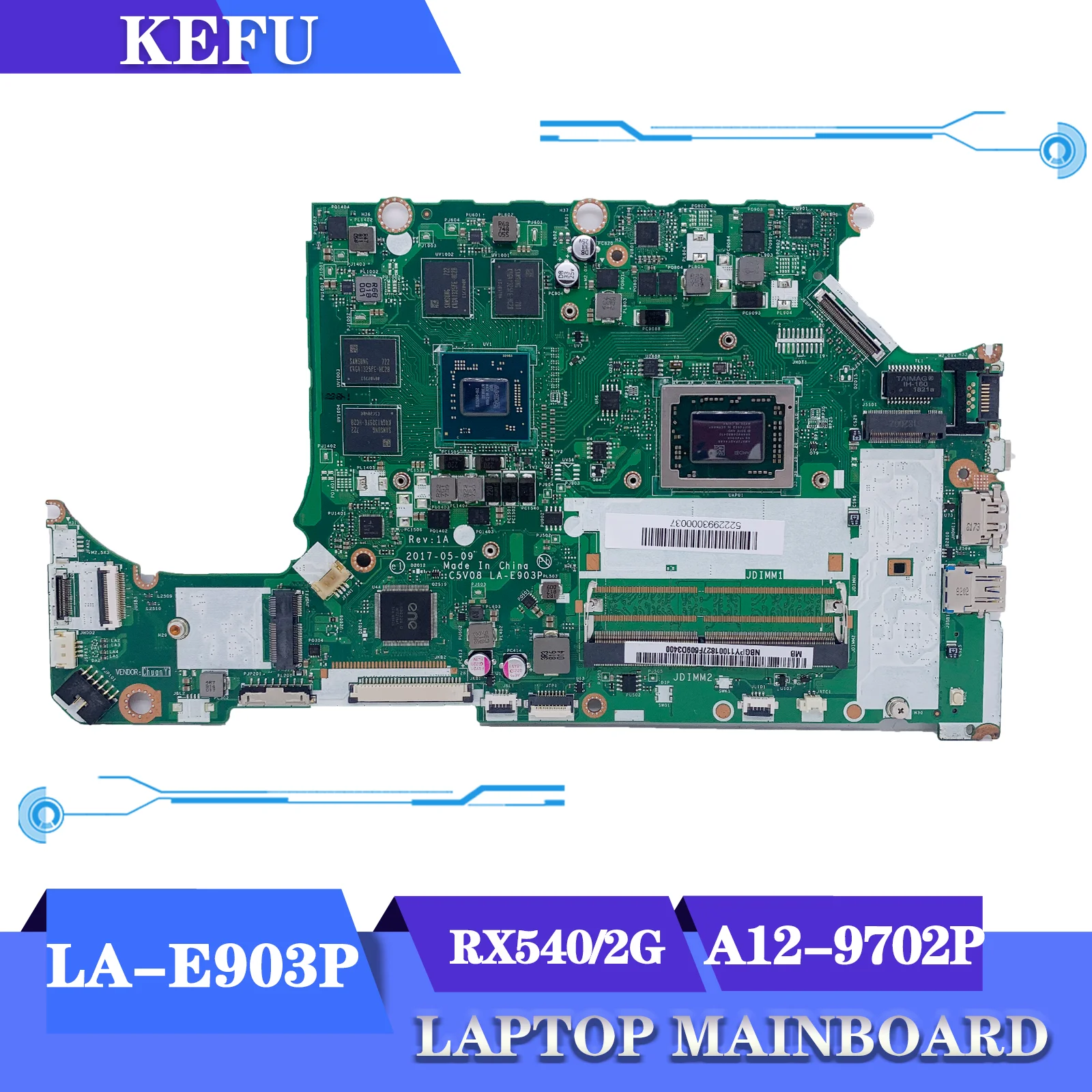 KEFU C5V08 LA-E903P Original Mainboard For Acer Nitro 5 AN515-41 AN515 Laptop Motherboard W/A12-9702P RX540/2G DDR4 MAIN BOARD
KEFU C5V08 LA-E903P Original Mainboard For Acer Nitro 5 AN515-41 AN515 Laptop Motherboard W/A12-9702P RX540/2G DDR4 MAIN BOARD